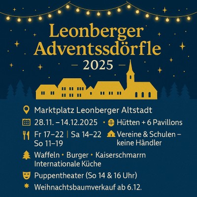 Leonberger Adventsdörfle öffnet vom 28. November bis 14. Dezember